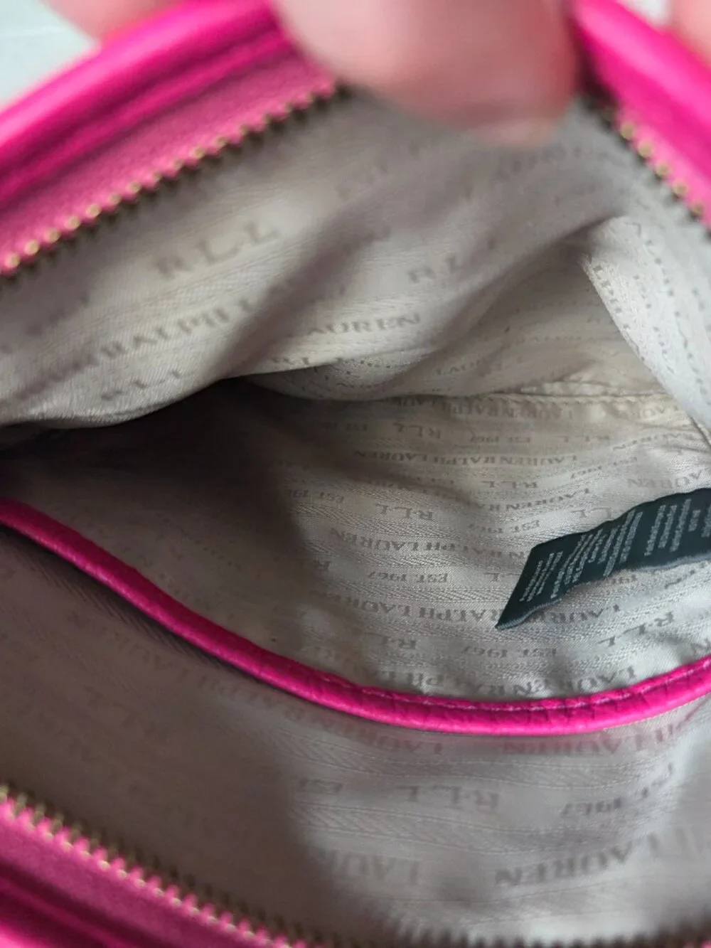 Ralph Lauren hot pink leather crossbody shoulder strap purse